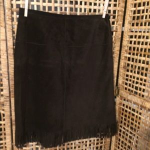 Express Suede Fringed Skirt